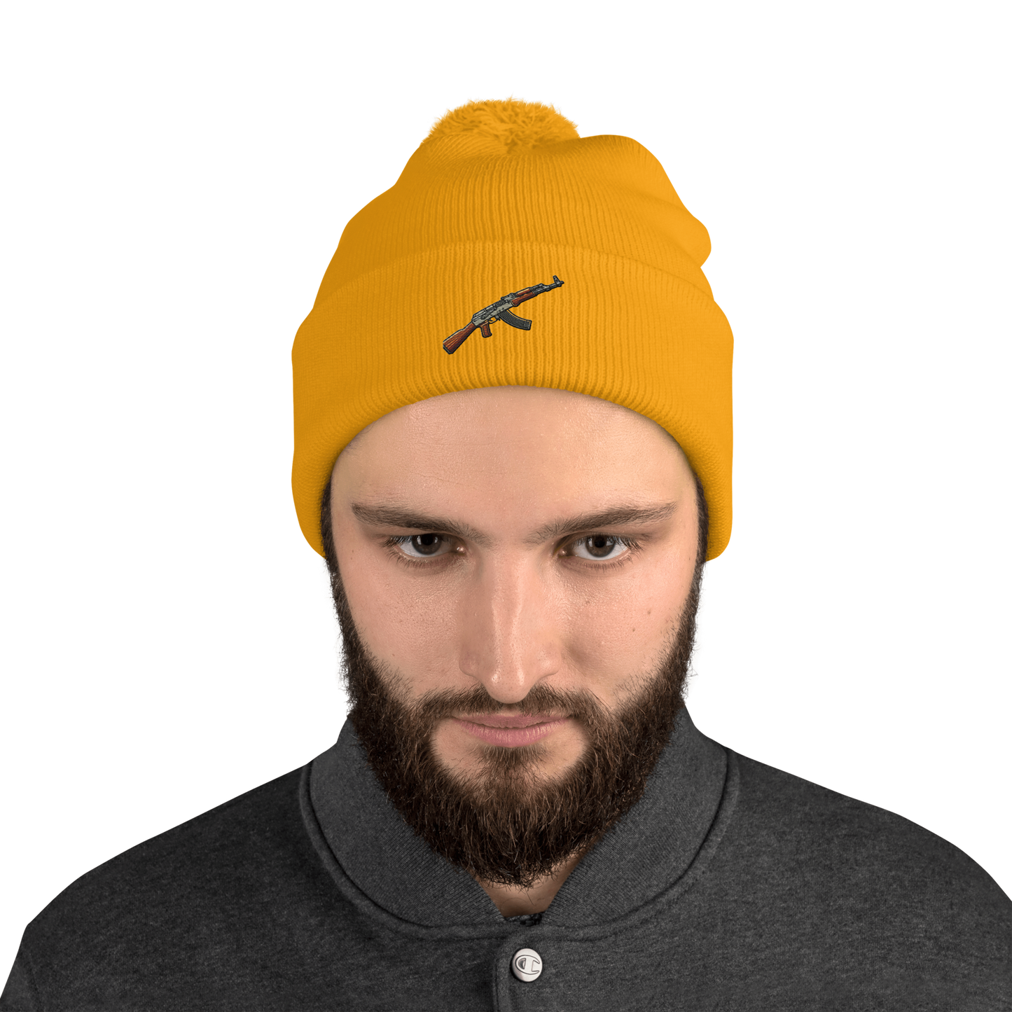 Yellow Ak Pom-Pom Beanie