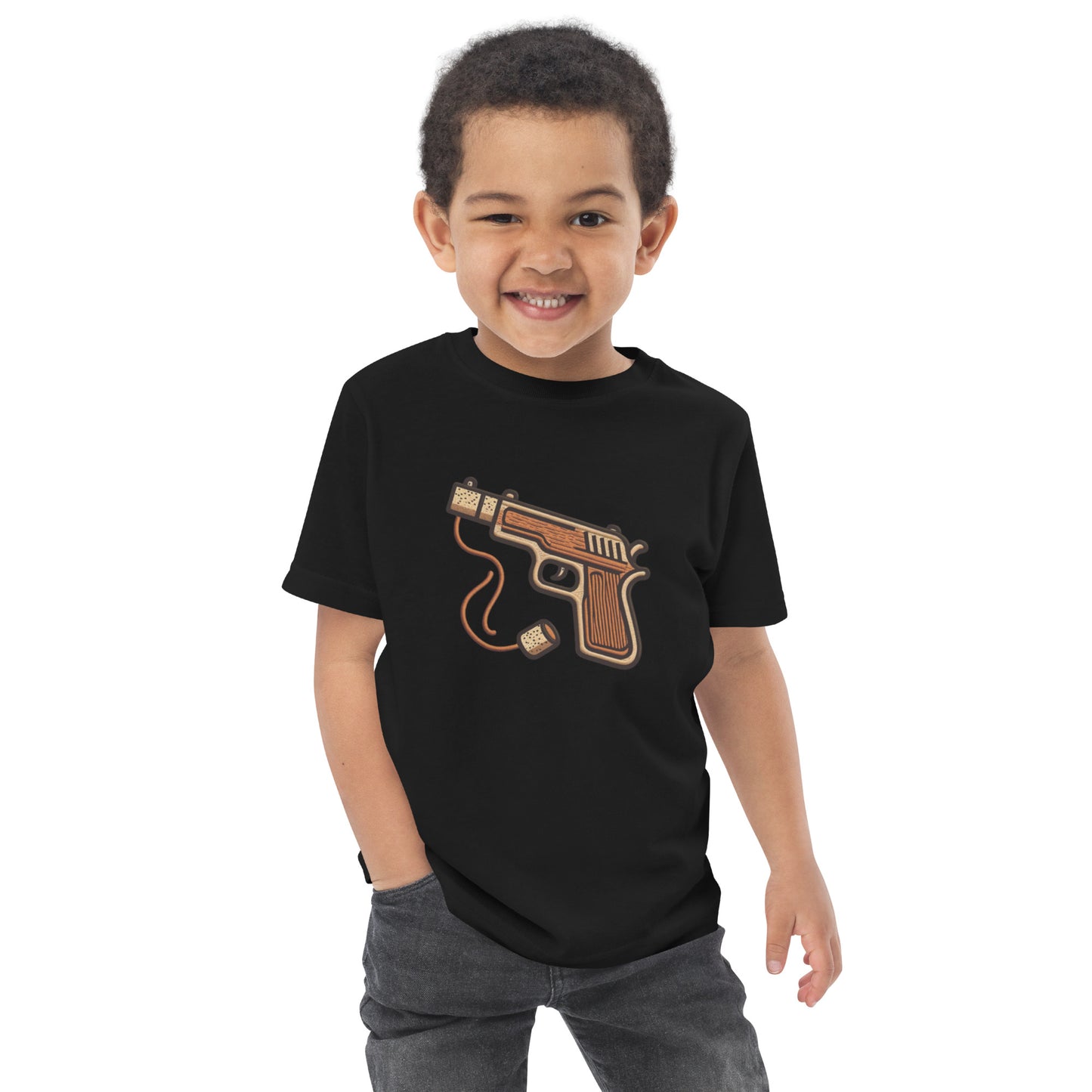 Pop Gun Black Toddler jersey t-shirt