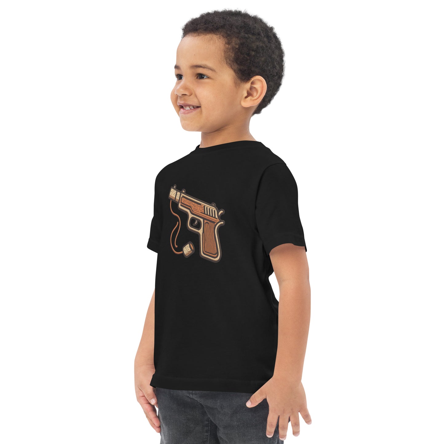 Pop Gun Black Toddler jersey t-shirt