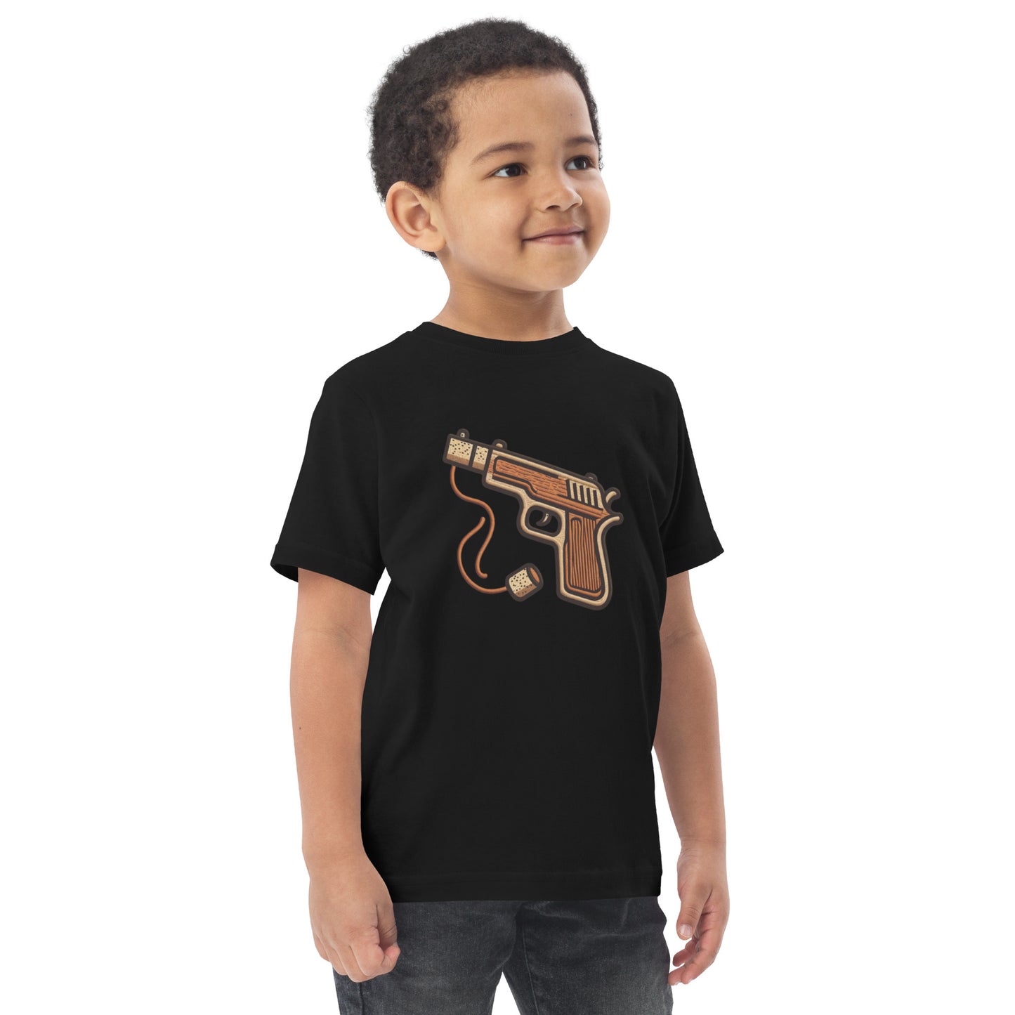 Pop Gun Black Toddler jersey t-shirt